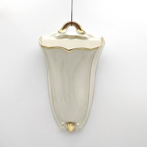 Vintage Oscar Schlegelmilch Porcelain Wall Pocket Vase, Ivory & Gold Gilt German Porcelain, Wall Flower Vase