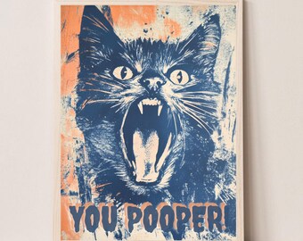 Impresión de inodoro, arte divertido de la pared del inodoro de gato, impresión de gato vintage, impresión de gato vintage para inodoros, impresión de gato para inodoros, ¿estás haciendo caca de impresión de gato?