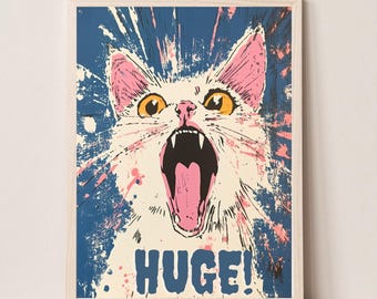 Estampado de inodoro atrevido, arte divertido de pared de gato, estampado de gato vintage, estampado de gato vintage para inodoros, estampado de gato para inodoros, estampado de gato de estilo retro