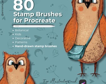 Procreate用スタンプブラシ80種類｜植物・装飾スタンプ｜子供向けイラスト｜パターンメーカーブラシセット｜手描き