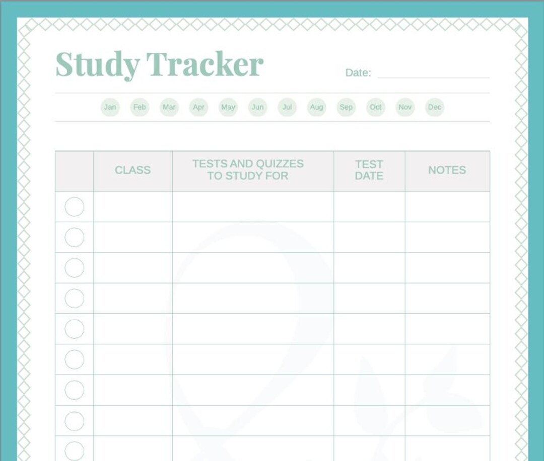 Printable Study Tracker: School & University Quiz Planner (PDF) - Etsy