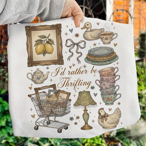 むしろ古着屋巡り Png、Thirf Goose Png、Antique Shopping Png、Retro Thrift Lover Png、Cottagecore Png、Grandmacore Kitchen Png