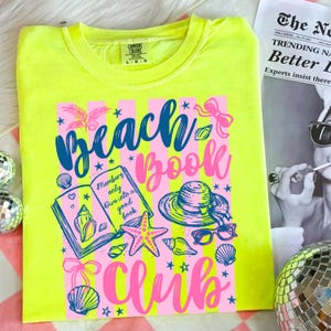 Beach Book Club Png, Summer Reading PNG, Book Lover Png, Coastal Grandmother PNG, Preppy Beach PNG, Girly Bookish Design, Vacation Reader image 3