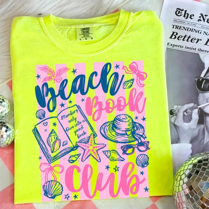 Beach Book Club Png, Summer Reading PNG, Book Lover Png, Coastal Grandmother PNG, Preppy Beach PNG, Girly Bookish Design, Vacation Reader image 3