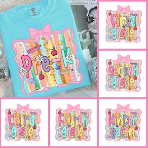 Back to School Bundle, Kindergarten Dude, Pre K PNG, First Day Of School, School Png, Retro PNG, First/ Second/ Third Grade Design