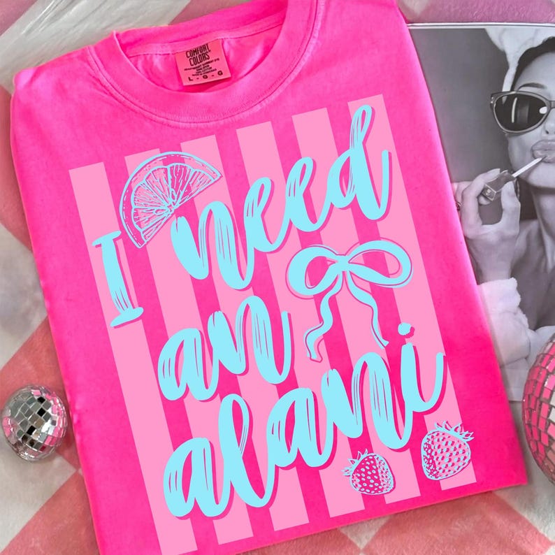I Need an Alani Png, Preppy Summer PNG, Girly Quote Png, Coquette Bow PNG, Trendy Stripe PNG image 1