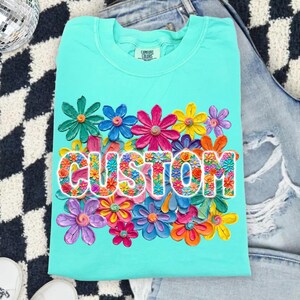 Custom Floral Name PNG, Personalized Flower PNG, Colorful Name Design, Boho Floral Clipart, Sublimation PNG Download image 2