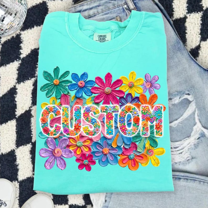 Custom Floral Name PNG, Personalized Flower PNG, Colorful Name Design, Boho Floral Clipart, Sublimation PNG Download image 2