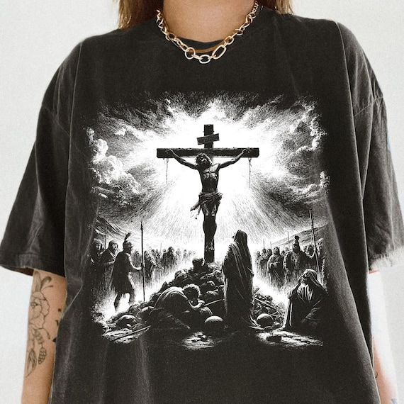 Jesus Crucifixion PNG, Jesus On The Cross Design, Christian Shirt Graphic, Good Friday Religious Art, Bible Faith Easter T Shirt Print