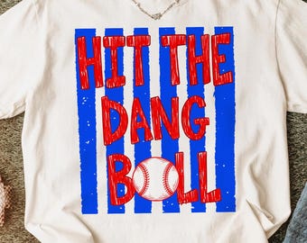 Baseball PNG, Hit The Dang Ball PNG, Home Run Png, Swing Batter Batter Png, Sports Png, Stripes Png, Preppy Png, Trendy Png, Game Day Png