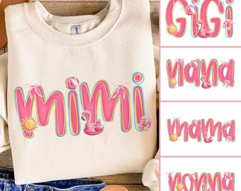 Summer Mama Png Bundle Gigi Mimi Nonna Nana PNG Summer PNG Neon Trendy Summer Shirt Design Beach PNG Lake Pool River Png Sun 90's vibe png