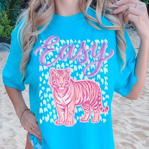 Everyday Easy Tiger PNG Digital Design Girly Trendy Kid Design Women Pink Preppy Prep Print Summer Bay Coastal Watercolor Trending Stripes image 6