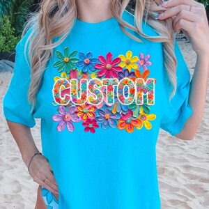 Custom Floral Name PNG, Personalized Flower PNG, Colorful Name Design, Boho Floral Clipart, Sublimation PNG Download image 4