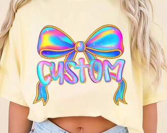 Iridescent Custom Name png, Girly Custom png, School Spirit png, Custom Team png, Personalized Name Shirt Design, Hand Lettered Sublimation