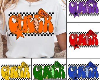 Porristas retro PNG Camiseta de porristas a cuadros retro PNG Porristas de moda PNG Competencia de porristas divertida PNG Mamá animadora PNG Equipo de porristas popular PNG