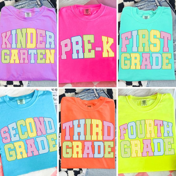 Preppy School Grade Bundle PNG, Custom Grade PNG, First Second Third Fourth Fifth Grade PNG, Back To School Sublimation Design