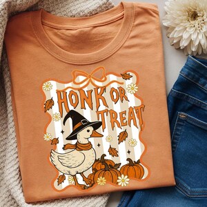 Honk or Treat Halloween Goose PNG, Cute Goose Witchy Halloween Png Design, Fall Shirt Png, Spooky Goose png, Retro Halloween Sublimation Png