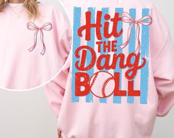 Coquette Hit The Dang Ball PNG, Baseball PNG, Home Run Png, Swing Batter Batter Png, Sports Png, Stripes Png, Preppy Png, Trendy Png