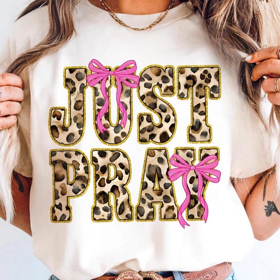 Just Pray Png, Leopard Christian Shirt png, Retro Leopard Religious Sublimation, Retro Christian png