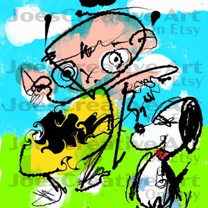 Charlie Brown & Snoopy Art Print: Hunter S. Thompson Style