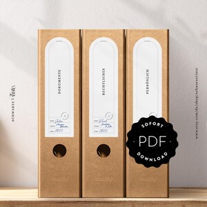 20 x Binder Spines | PDF Download | 55 mm x 190 mm | Elegant Design | Labels | Digital Binder Labels | German