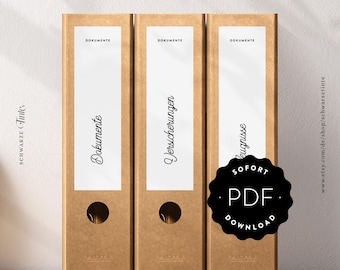 20 x Binder Spines | Binder Labels | Digital Binder Labels | Labels | PDF Download | Insert Labels | German