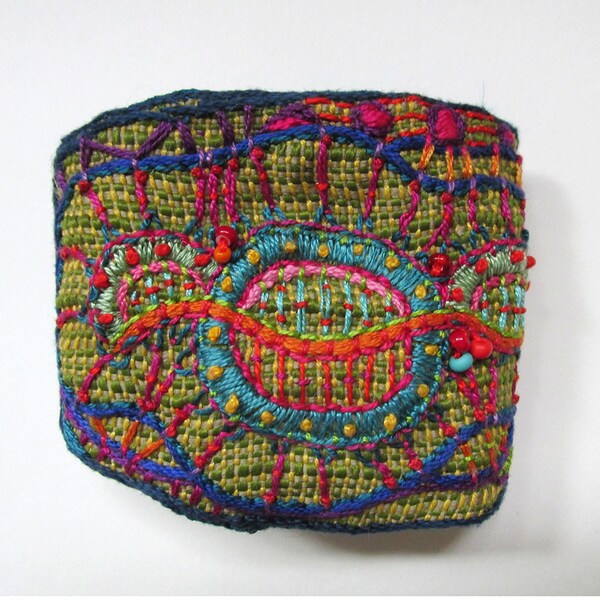 Hand Embroidered Multi-Colored Cuff