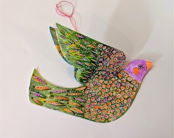 Hand Painted Paper Multi Color Bird