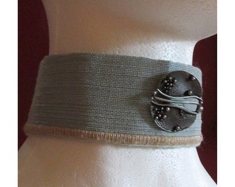 Hand Made Choker Necklace with Unique Art Nouveau Type Button
