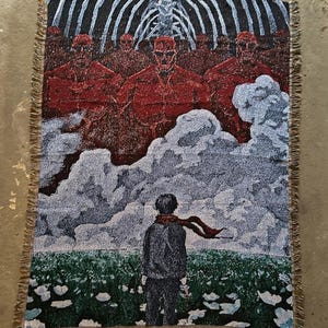 Attack On Titan Blanket Woven Tapestry Anime Wall Hanging Cozy Bedroom Decor Gift