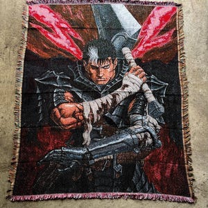 Berserk Woven Tapestry Blanket: Guts Anime Throw, Dark Fantasy Art