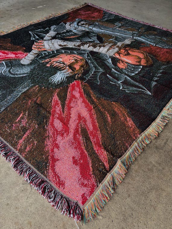 Berserk Woven Blanket: Guts, Rosine & Zodd - Kentaro Miura Art