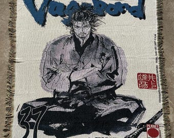 Vagabond Tapestry Blanket Miyamoto Musashi Woven Manga Wall Hanging Japanese Samurai Decor Anime Room Aesthetic