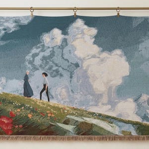 Howl's Moving Castle Tapestry, Studio Ghibli Wall Art, Anime Landscape Tapestry, Howl and Sophie Scene, Ghibli Room Decor