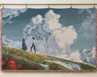Howl's Moving Castle Tapestry, Studio Ghibli Wall Art, Anime Landscape Tapestry, Howl and Sophie Scene, Ghibli Room Decor
