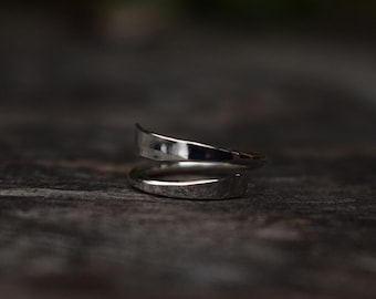 Verstelbare zilveren ring, naturel