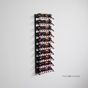 Formula 1 10-Car Wall Mount Shelf for 1:43 diecast models – premium, compact, track-inspired display built for F1 collectors & enthusiasts.