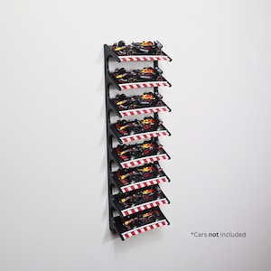 Formula 1 8-Car Wall Mount Shelf for 1:43 diecast models – premium, compact, track-inspired display built for F1 collectors & enthusiasts.