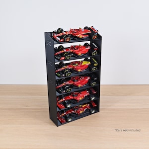 Formula 1 Race Car Display Stand for 1:43 Scale Bburago Diecast Models  – Holds Six Standalone Cars – Freestanding or Wall Mountable