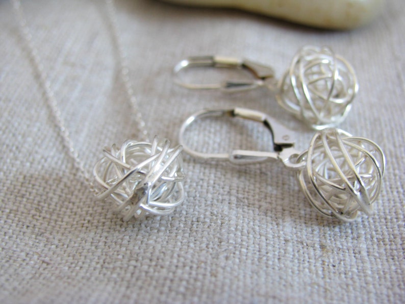 Wire Ball Yarn Ball Love Knot Necklace Sterling Silver Etsy