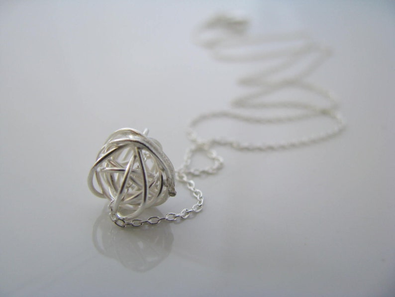 Wire Ball Yarn Ball Love Knot Necklace Sterling Silver Etsy