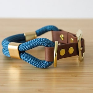 Waterproof biothane dog collar Duck blue and brown