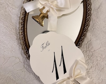 Elegant Scalloped Table Numbers with Ribbon - Wedding Decor