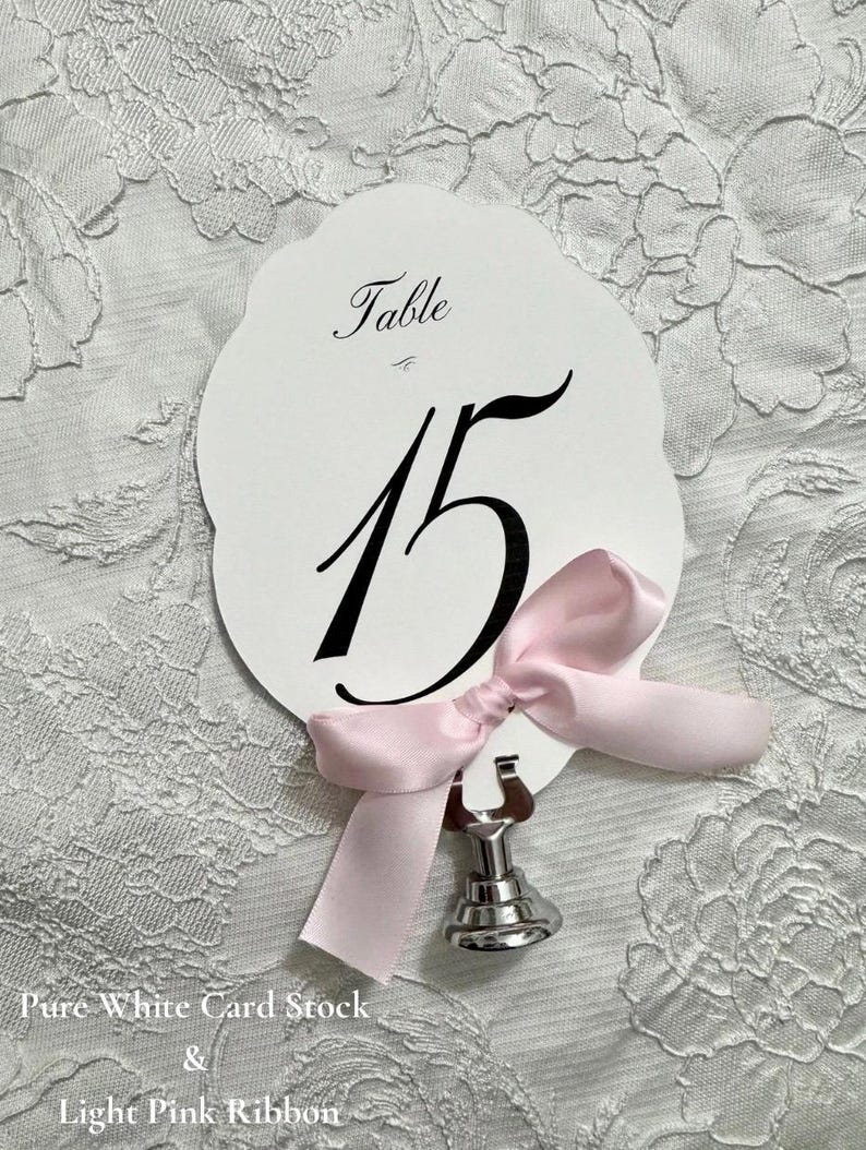 Table Numbers With Ribbon Elegant Scalloped Table Numbers With Ribbon - Wedding Decor - Etsy