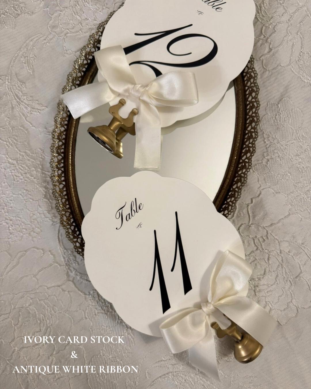 Table Numbers With Ribbon Elegant Scalloped Table Numbers With Ribbon - Wedding Decor - Etsy