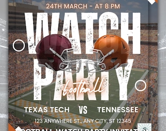 Football Party Invitation, Game Day Watch Party Editable Canva Invite