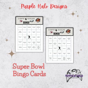 Football Bingo Cards, Eagles vs Chiefs Bingo Cards, Instant Download, Print at Home