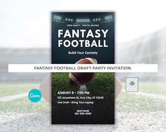 Fantasy Football Invitation, Draft Party Editable Canva Mobile Evite (Digital Download)