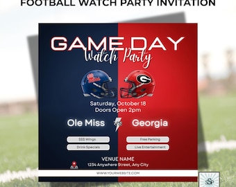 Football Watch Party Invitation, Game Day Flyer Canva Template