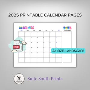 Monster Theme 2025 Calendar: Kid-Friendly Monthly Planner (A4 Digital Download)